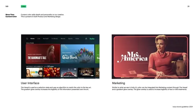 Hulu Show Time content color examples