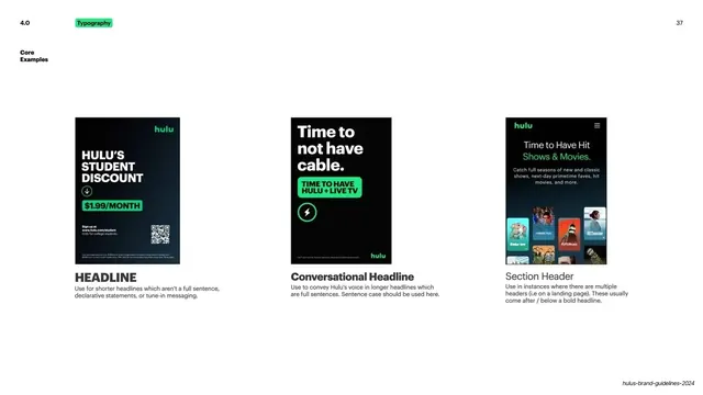 Hulu typography core examples