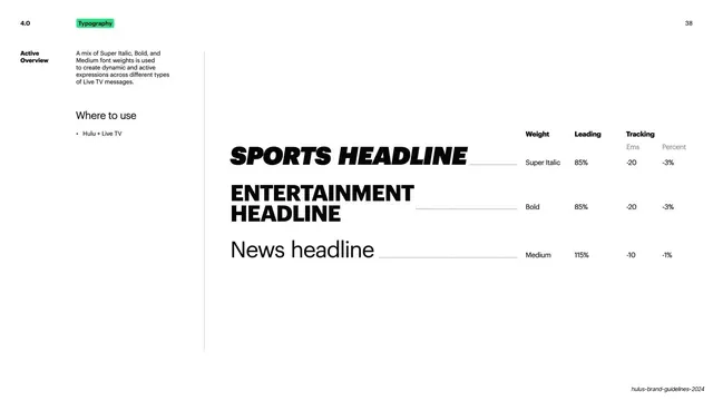 Hulu active typography weights