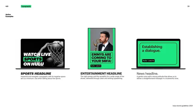 Hulu active typography examples