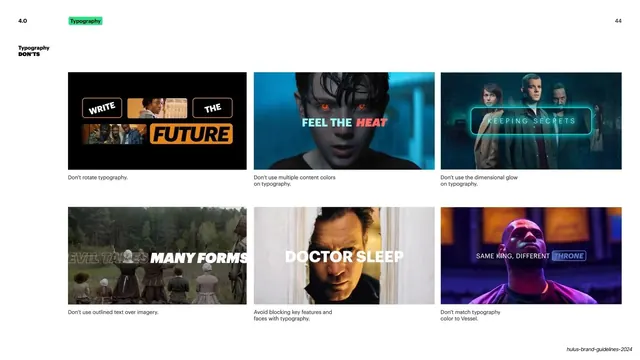 Hulu typography don'ts grid