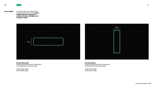 Corner radius, horizontal and portrait