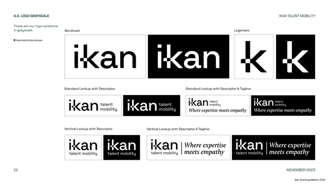 IKAN logo grayscale variations