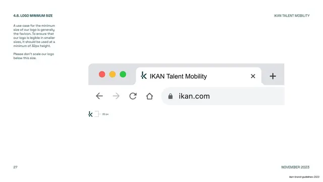 IKAN logo minimum size (32px favicon), minimal, swiss, cool
