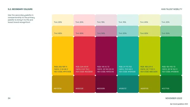 IKAN secondary colours with tints, minimal, swiss, vibrant