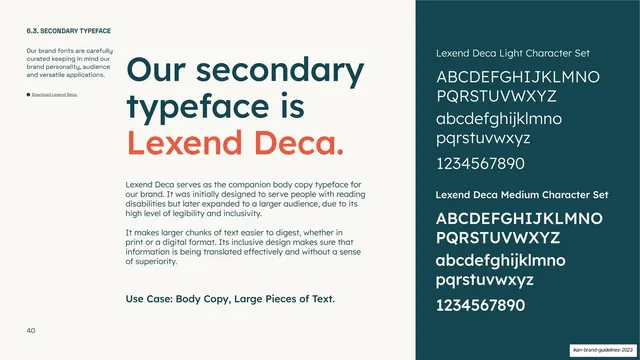 IKAN secondary typeface (Lexend Deca)