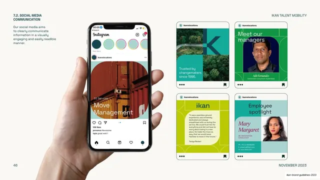 IKAN social feed mockup (in-hand)