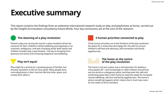 Executive summary with four colored markers