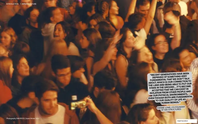 Full-bleed crowd photo with Kwame Lowe quote