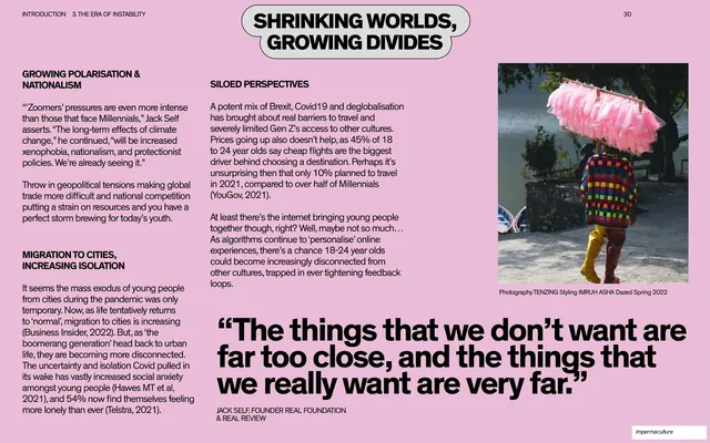 Shrinking Worlds, Growing Divides - columns, photo, and pull quote