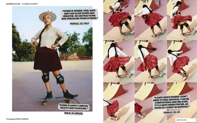 Safe spaces quote spread over skateboarding photography
