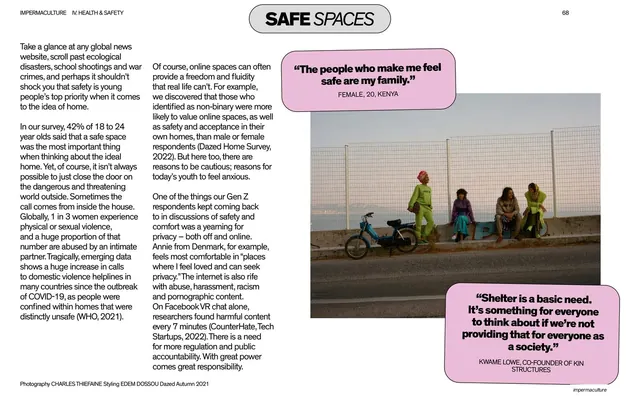 Safe spaces text spread with desert photo sidebar