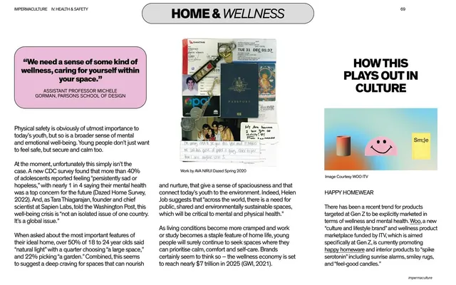 Home & wellness text spread with passport collage