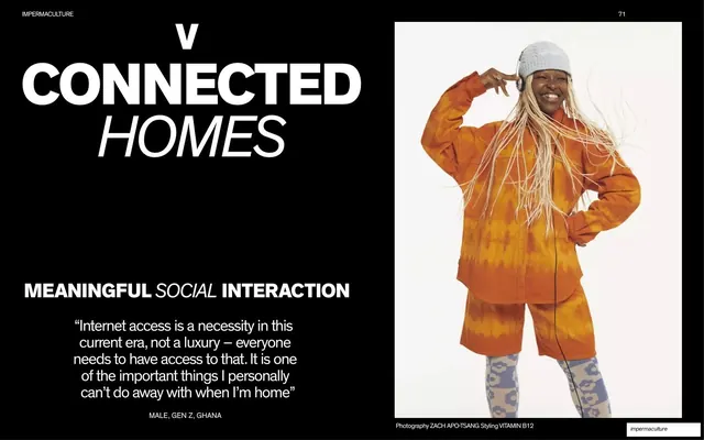 Connected Homes section divider with portrait and quote