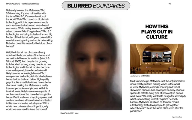 Blurred Boundaries article spread, editorial, dark-mode, dark