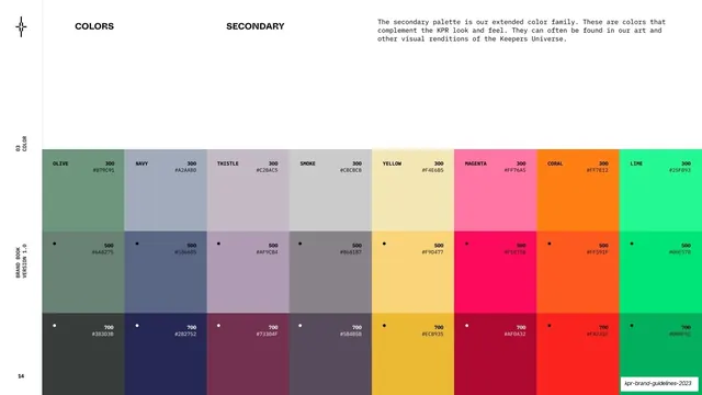Secondary color palette, light-mode, technical, light