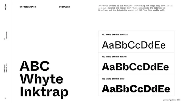 Primary typeface - ABC Whyte Inktrap, light-mode, minimal, light