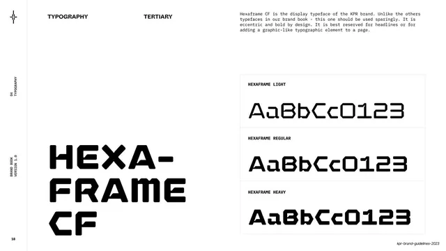 Tertiary typeface - Hexaframe CF, light-mode, minimal, light
