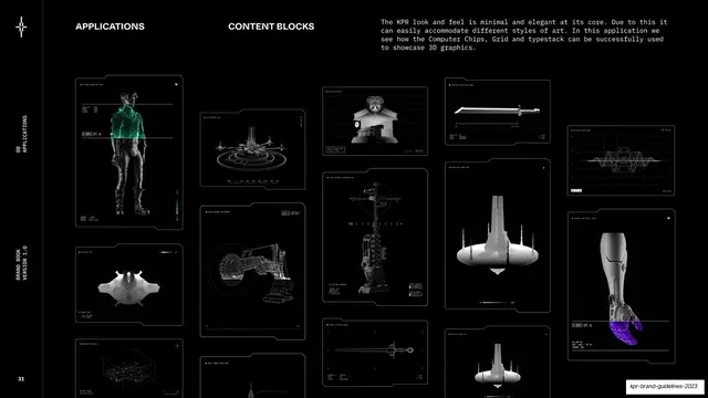 Application - content blocks, dark-mode, technical, dark