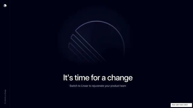 Linear Pitch Deck 2023, dark-mode, minimal, dark