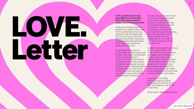 LOVE. Letter from the MD