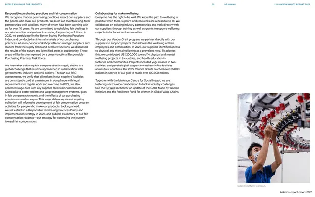 Responsible purchasing and maker wellbeing body-copy page