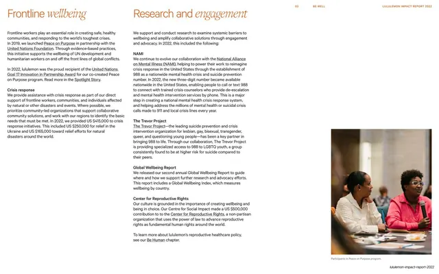 Frontline wellbeing and Research and engagement, twin columns with portrait