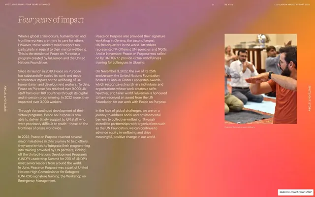 Four years of impact spotlight story, warm gradient spread