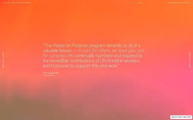 Pull-quote slide, Nikki Neuburger over orange-pink gradient