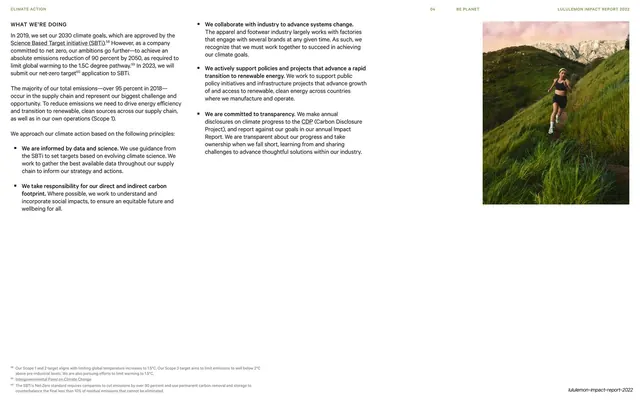 What we're doing on climate, two-column body with activewear photo