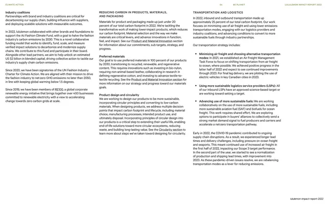 Products, materials and logistics, three-column report text