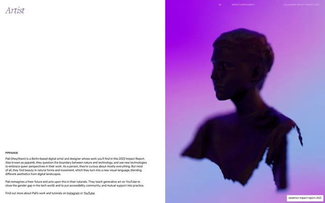Artist credit page with 3D bust render