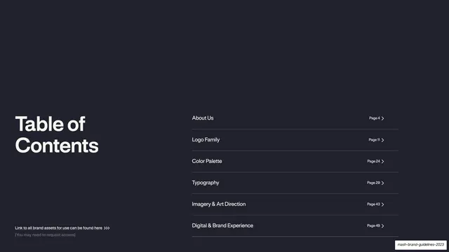 Table of contents, editorial, minimal, dark