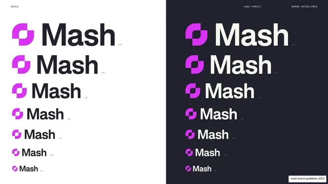 Mash logo minimum scale, light and dark