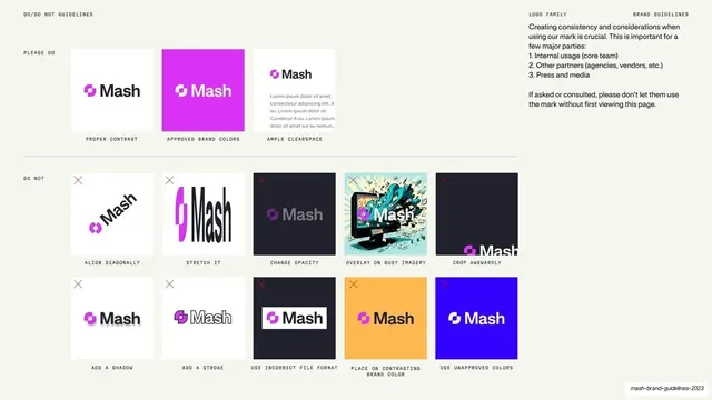 Mash logo do's and don'ts, light-mode, swiss, light
