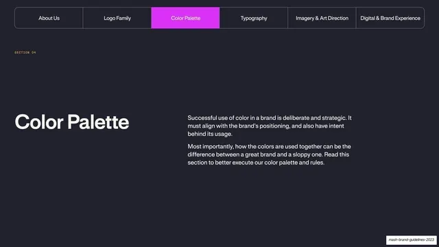 Mash Color Palette section divider, dark-mode, minimal, dark