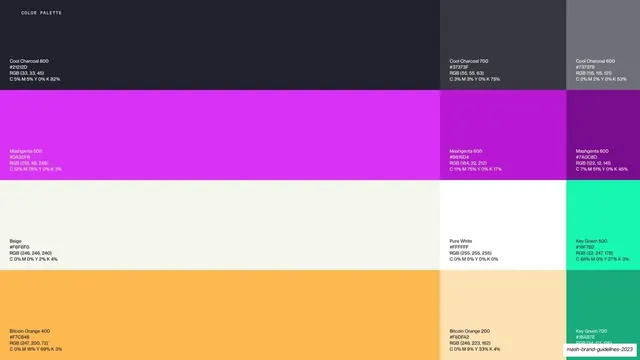 Mash primary color palette swatches, swiss, minimal, vibrant
