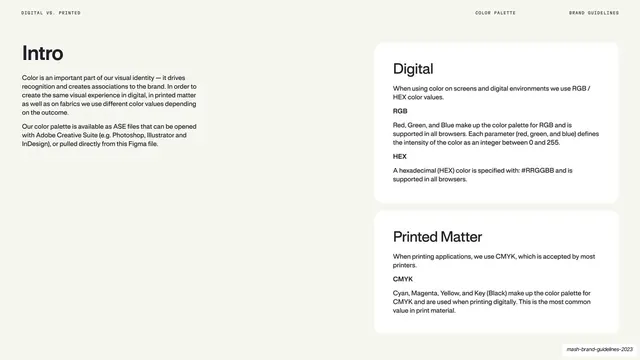 Mash digital vs printed color intro, dark-mode, swiss, dark