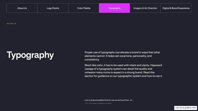 Mash Typography section divider