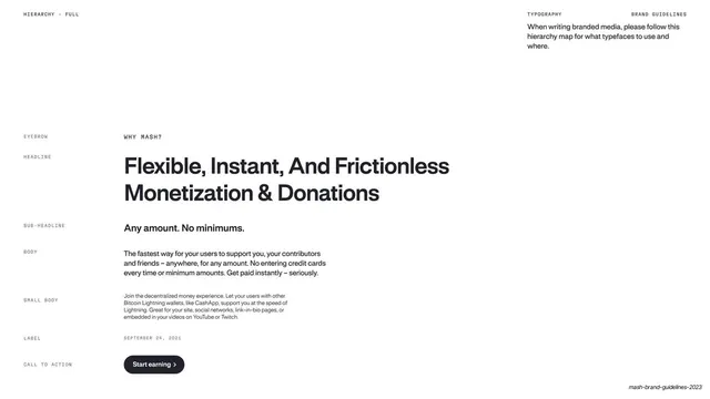 Full type hierarchy spec with sample layout, dark-mode, minimal, dark