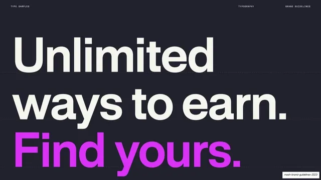 Oversized headline type sample with magenta accent, dark-mode, editorial, dark