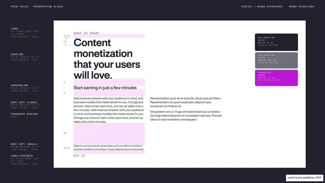 Presentation slide print rules anatomy, dark-mode, light-mode, dark
