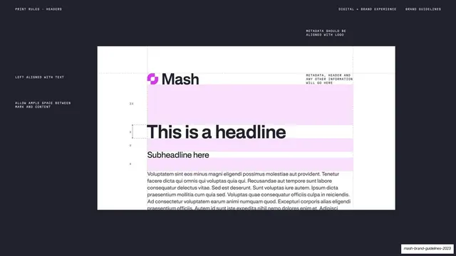 Document header print rules with clearspace grid