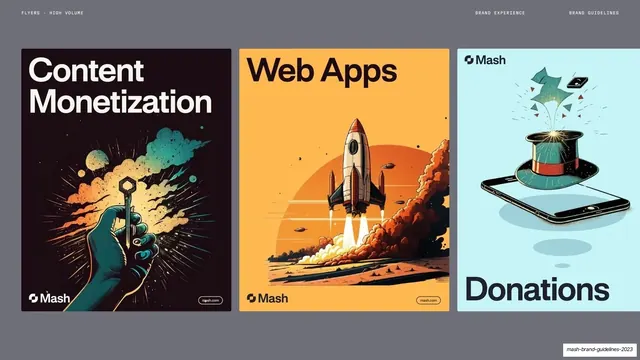 High-volume flyers, oversized type and illustration, editorial, illustrated, muted