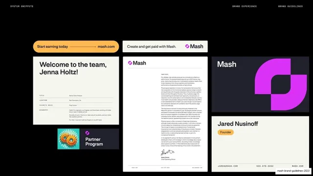 Mash system snippets, donation card and team welcome