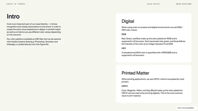 Mash digital vs print color rules
