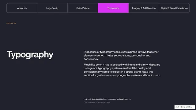 Mash Typography section divider