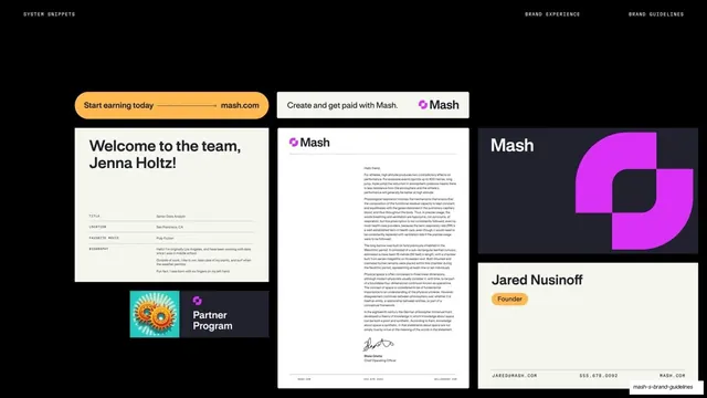 Mash system snippets, stationery and cards