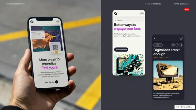 Mash mobile UI examples, dark-mode, minimal, dark
