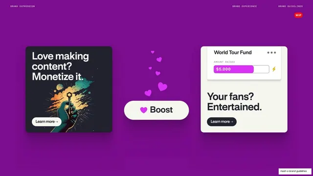 Mash brand expression, Boost and campaign cards
